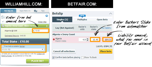 betting slips using free bet