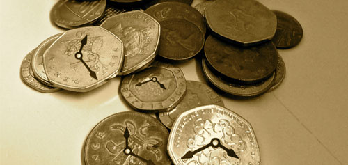 British coins with clock faces