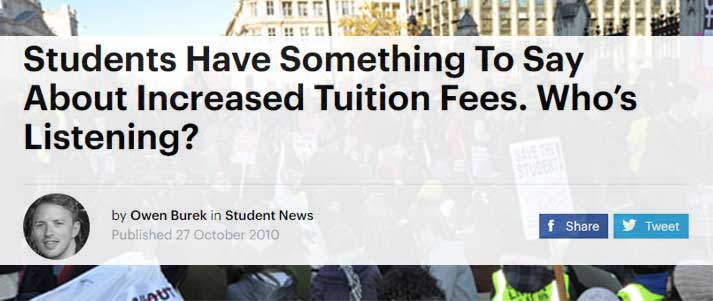 news headline from 2010 tuition fees