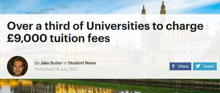 2011 headline tuition fees
