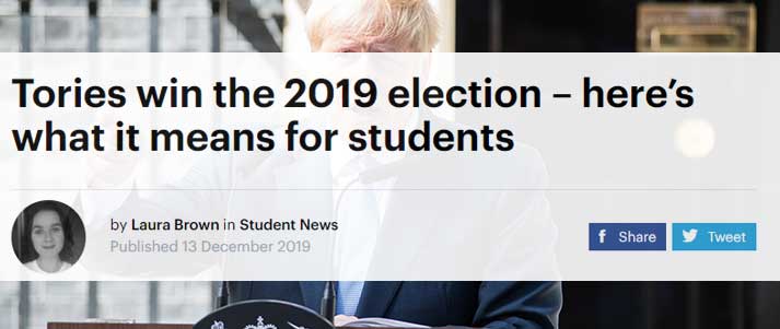 headline about Boris Johnson winning election