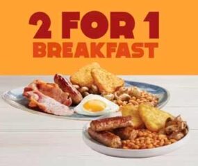 2for1 breakfast at hungry horse