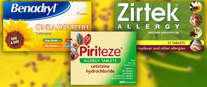 benadryl zirtek piriteze cetirizine hydrochloride hay fever tablets