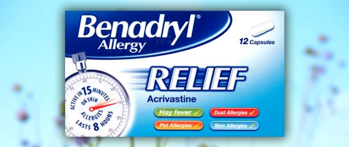 box benadryl acrivastine tablets