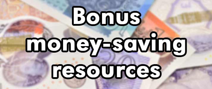 bonus money-saving resources written over cash