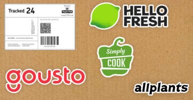 delivery box with food subscription company logos