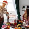 Friends sharing a Christmas dinner