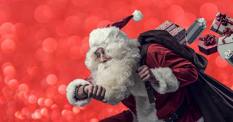 rushed santa checking his watch