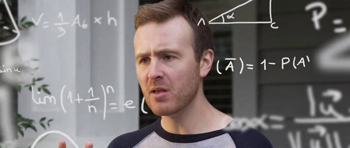 man looking confused surrounded by math equations