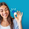 woman holding contact lens case