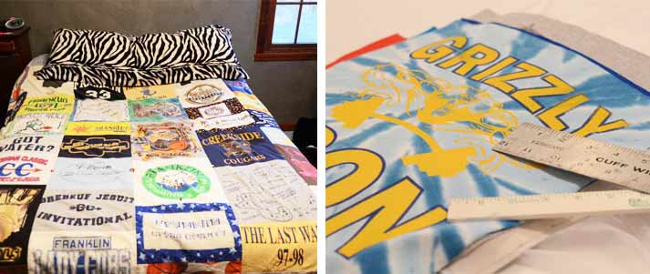 old t-shirts recycled into duvet cover