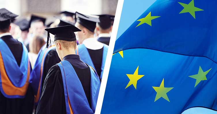graduates and eu flag