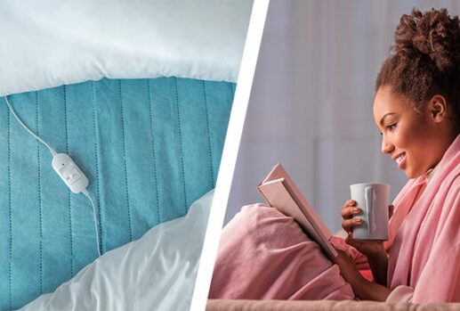 Electric blanket and woman reading