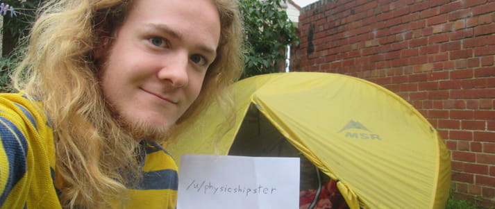 student in tent