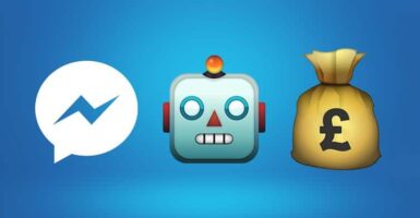 facebook messenger icon robot emoji and bag of money