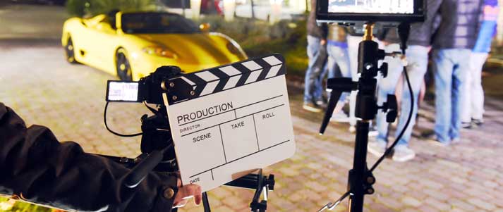 film set with a car