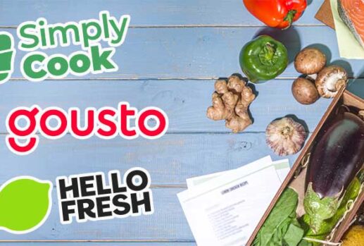 Meal ingredients with food subscription box logos