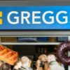 greggs bakery with sausage roll, doughnut and coffee