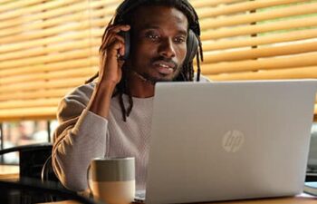 Student using HP laptop