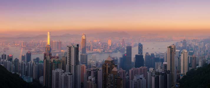 Hong Kong skyline at sunset