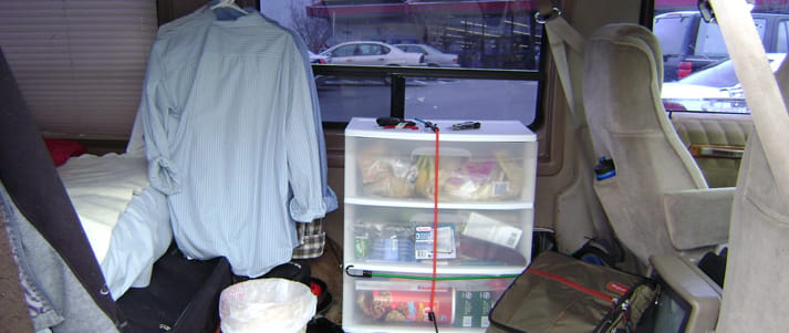 home belongings in a van