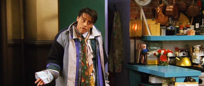 Joey wearing Chandler's clothes Friends