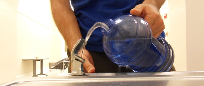 bottle filled at water fountain