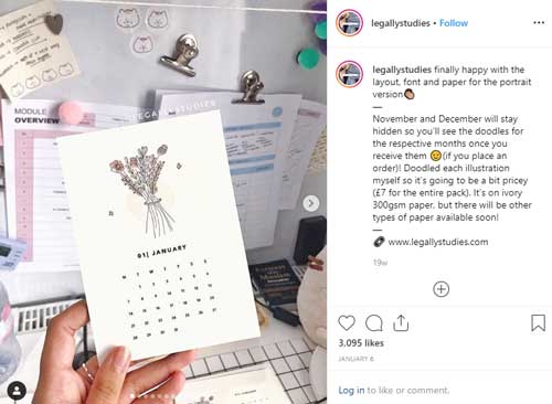 calendar and desk on Instagram