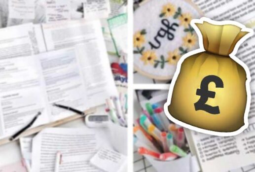 money bag over revision notes