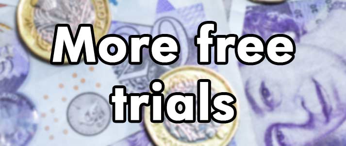 text more free trials written over cash