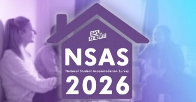 Purple house icon with "NSAS 2026 - National Student Accommodation Survey" written inside