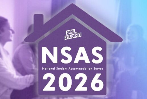 Purple house icon with "NSAS 2026 - National Student Accommodation Survey" written inside