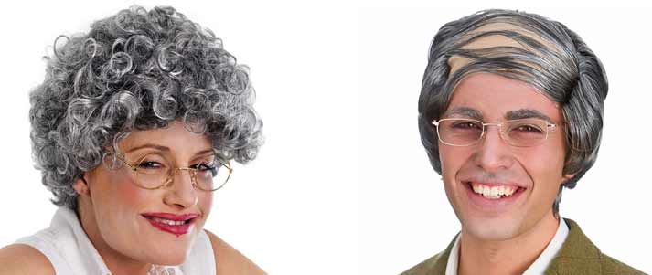 old woman and old man wigs