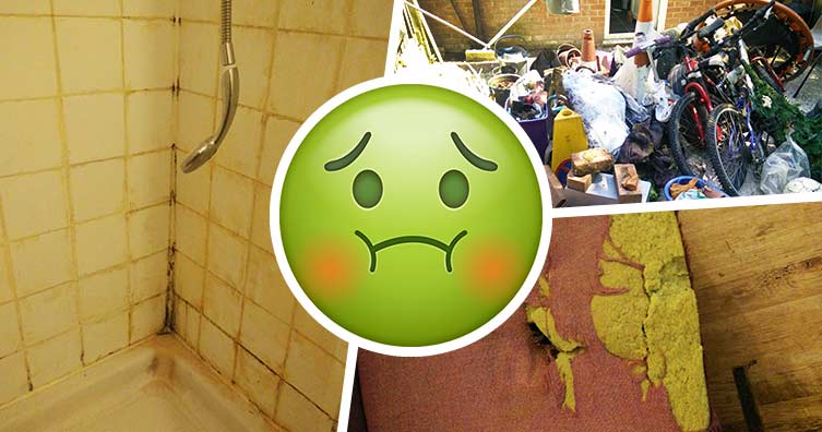 vomit emoji over pictures of student house