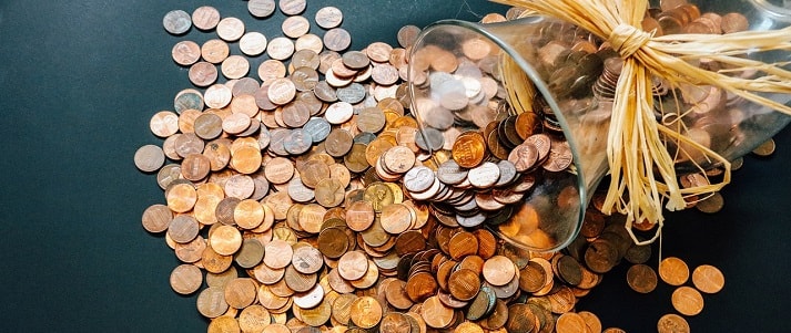 spilled jar of pennies