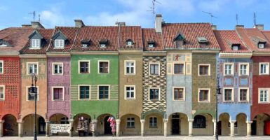 Colourful buildings in Poznan Old Town, Poland