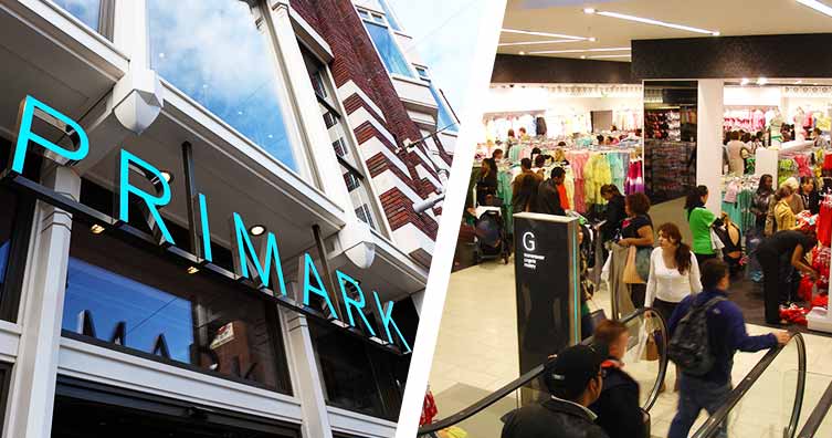 exterior and interior of Primark next to each other