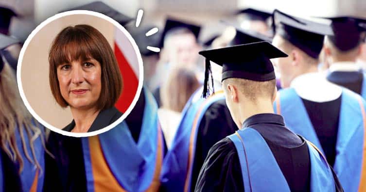 chancellor rachel reeves next to students graduating