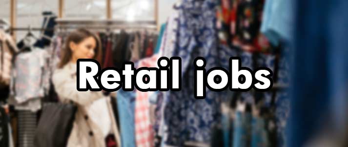 words retail jobs written over person shopping