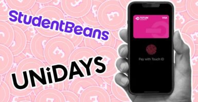 Totum app with StudentBeans and Unidays logo on pound sign background
