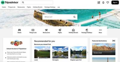 TripAdvisor Website Example