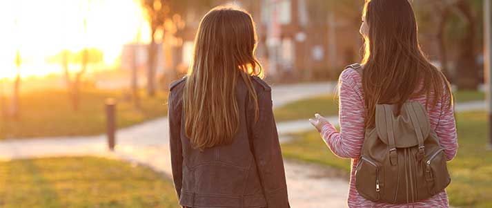 Two women walking