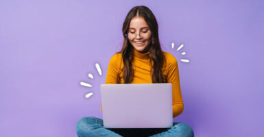 woman using laptop