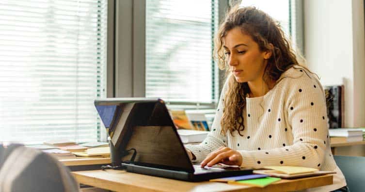 woman using laptop