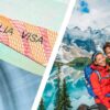 An Australia visa and a young couple posing at Moraine Lake in Canada