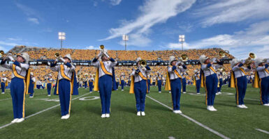 american university marching band football game