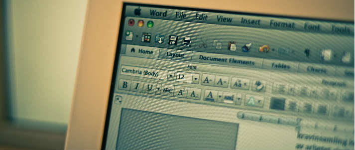 apple word document toolbar