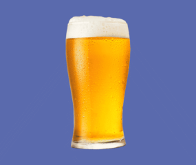 pint of beer in glass png purple blue background