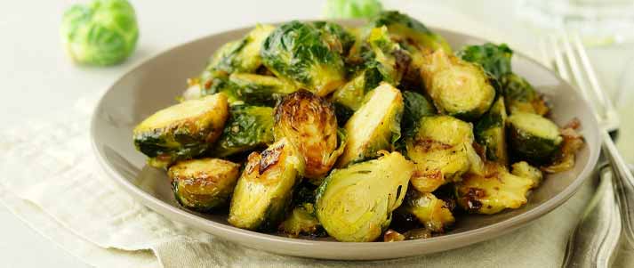 Fried brussels sprouts with onion