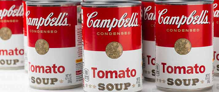 Tins of Campbell's tomato soup